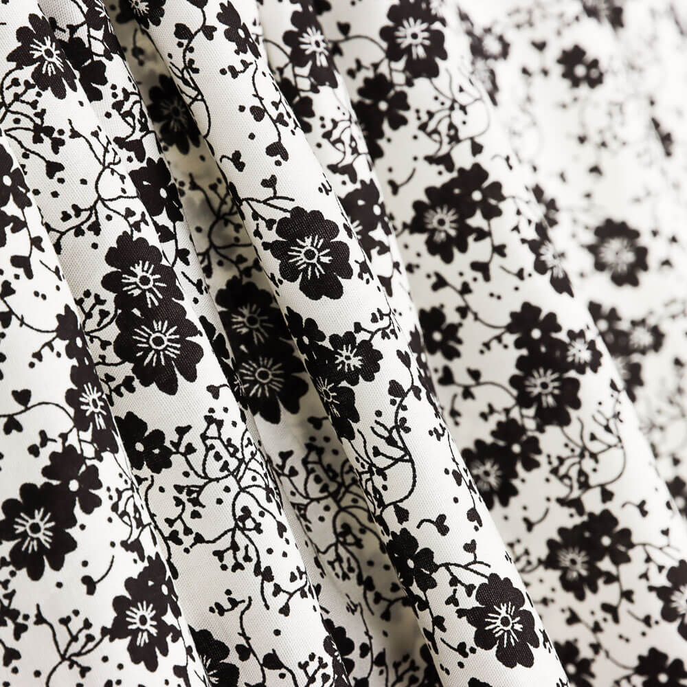 Viscose Fleur Pois Blanc - Ribes y Casals