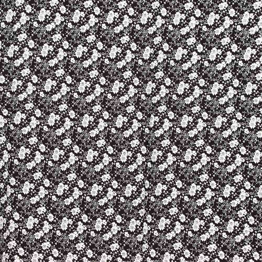 Viscose Pois Flower Noir - Ribes y Casals