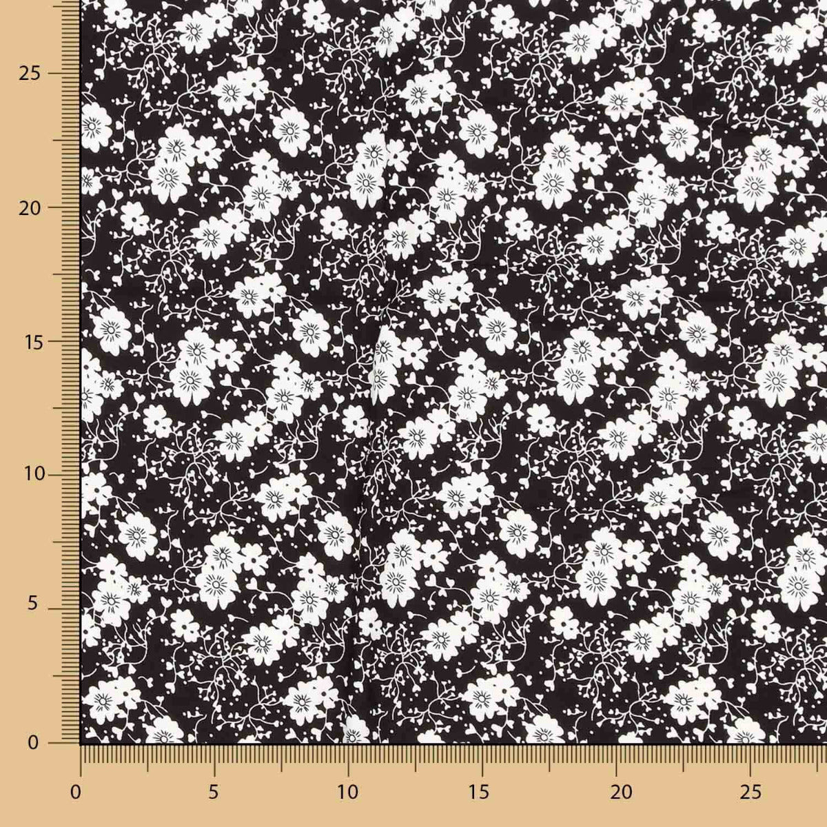 Viscose Pois Flower Noir - Ribes y Casals
