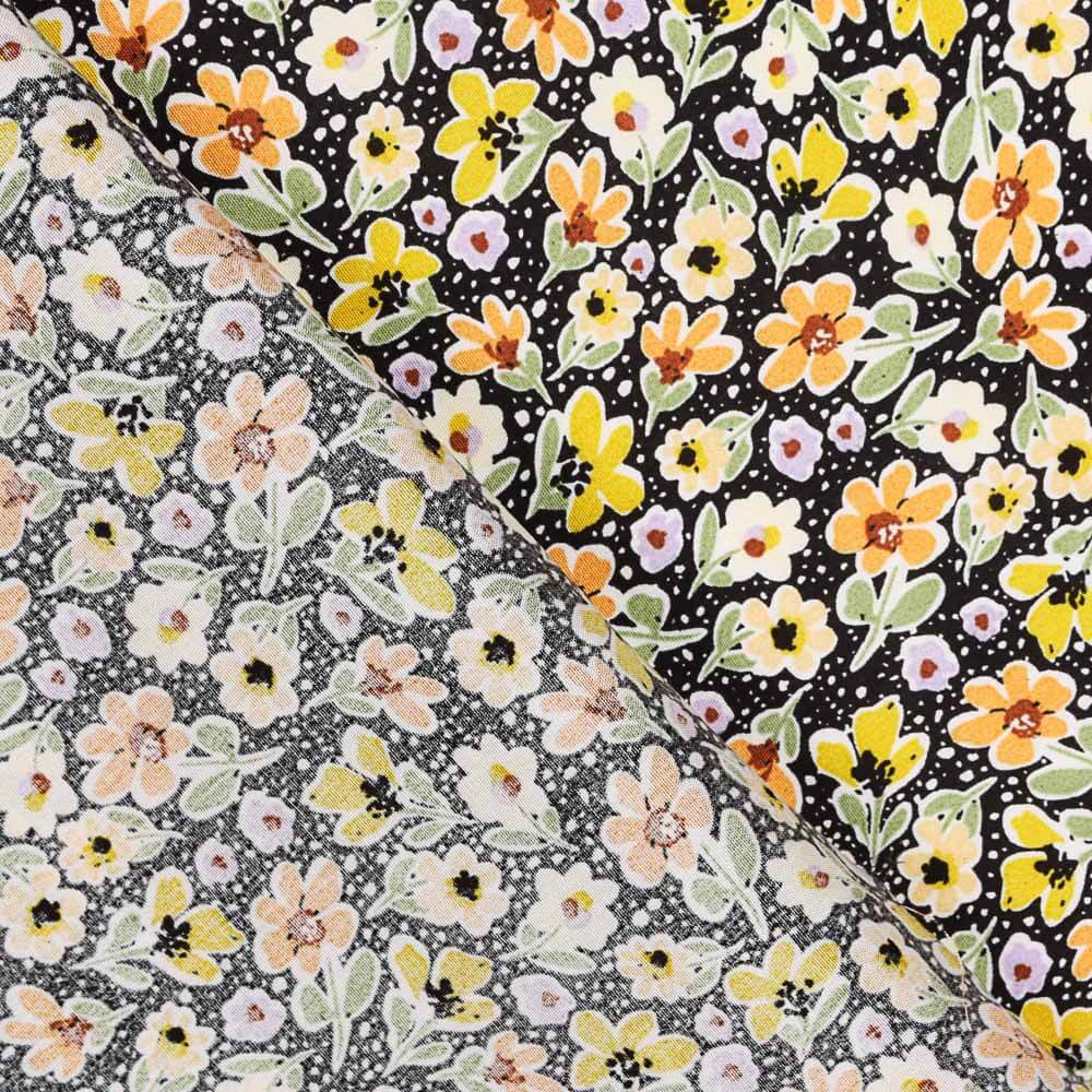 Viscose Fleurs Jaune Pois - Ribes y Casals