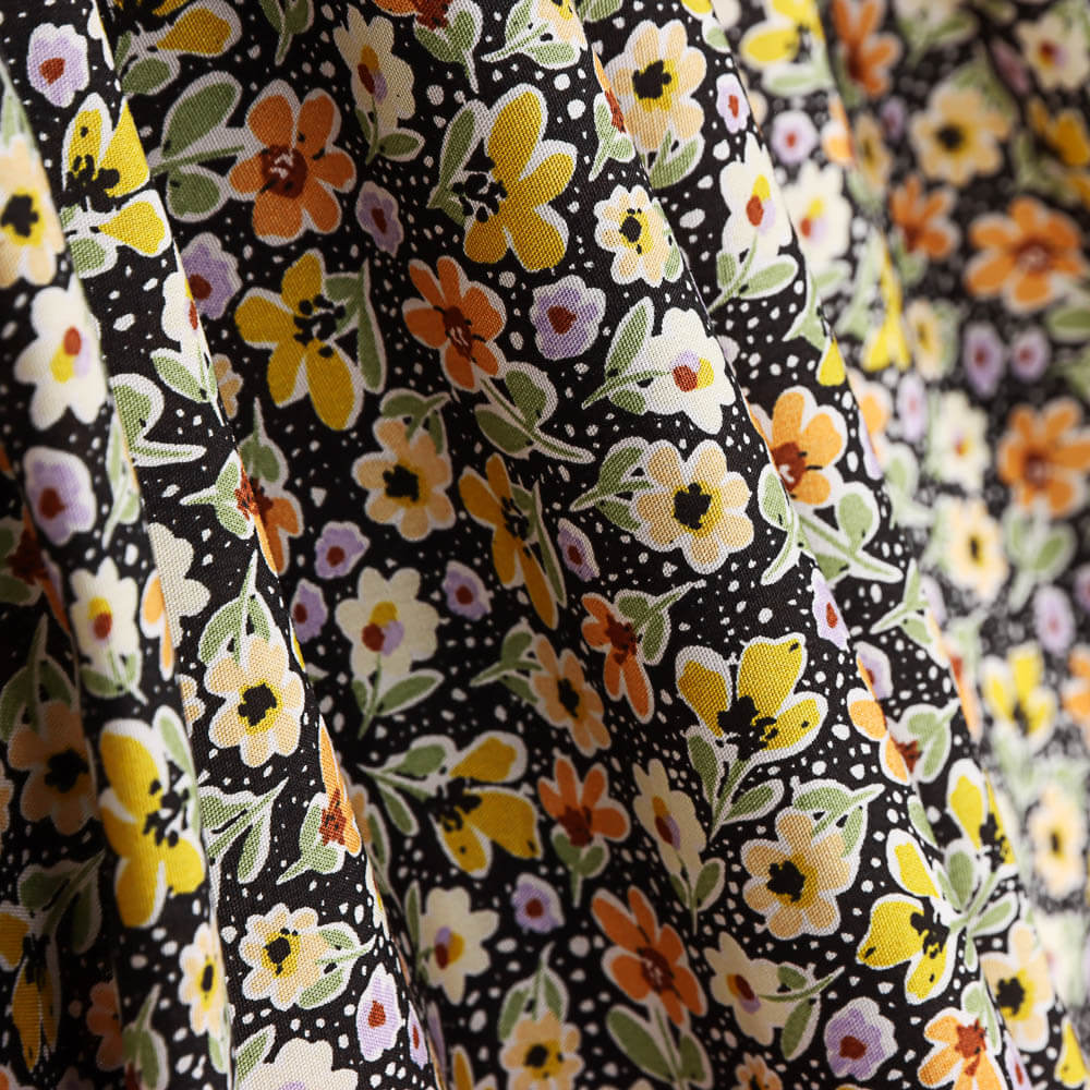 Viscose Fleurs Jaune Pois - Ribes y Casals