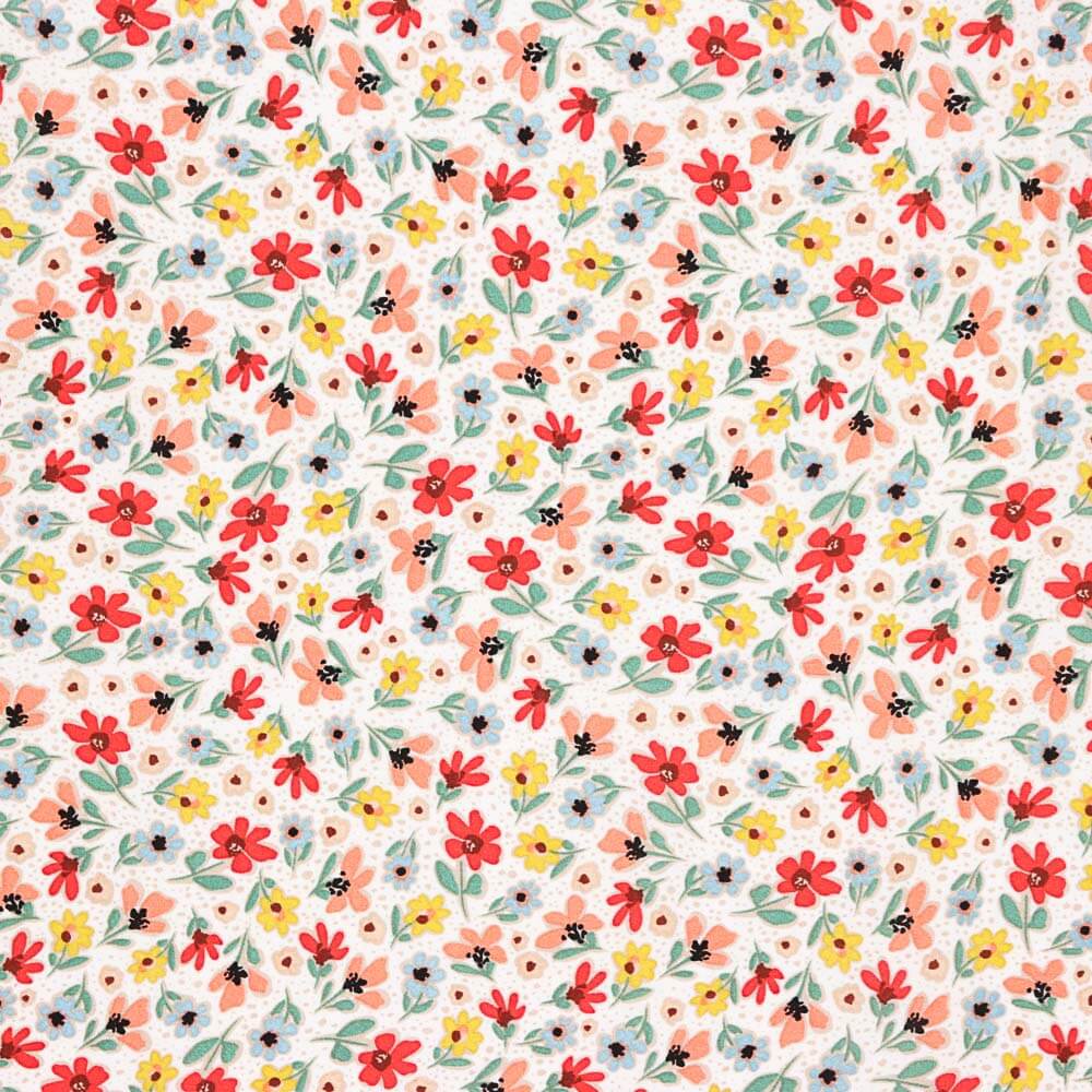 Viscose Fleuri Pois Multicolores - Ribes y Casals