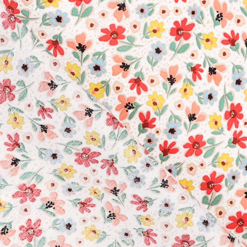 Viscose Fleuri Pois Multicolores - Ribes y Casals