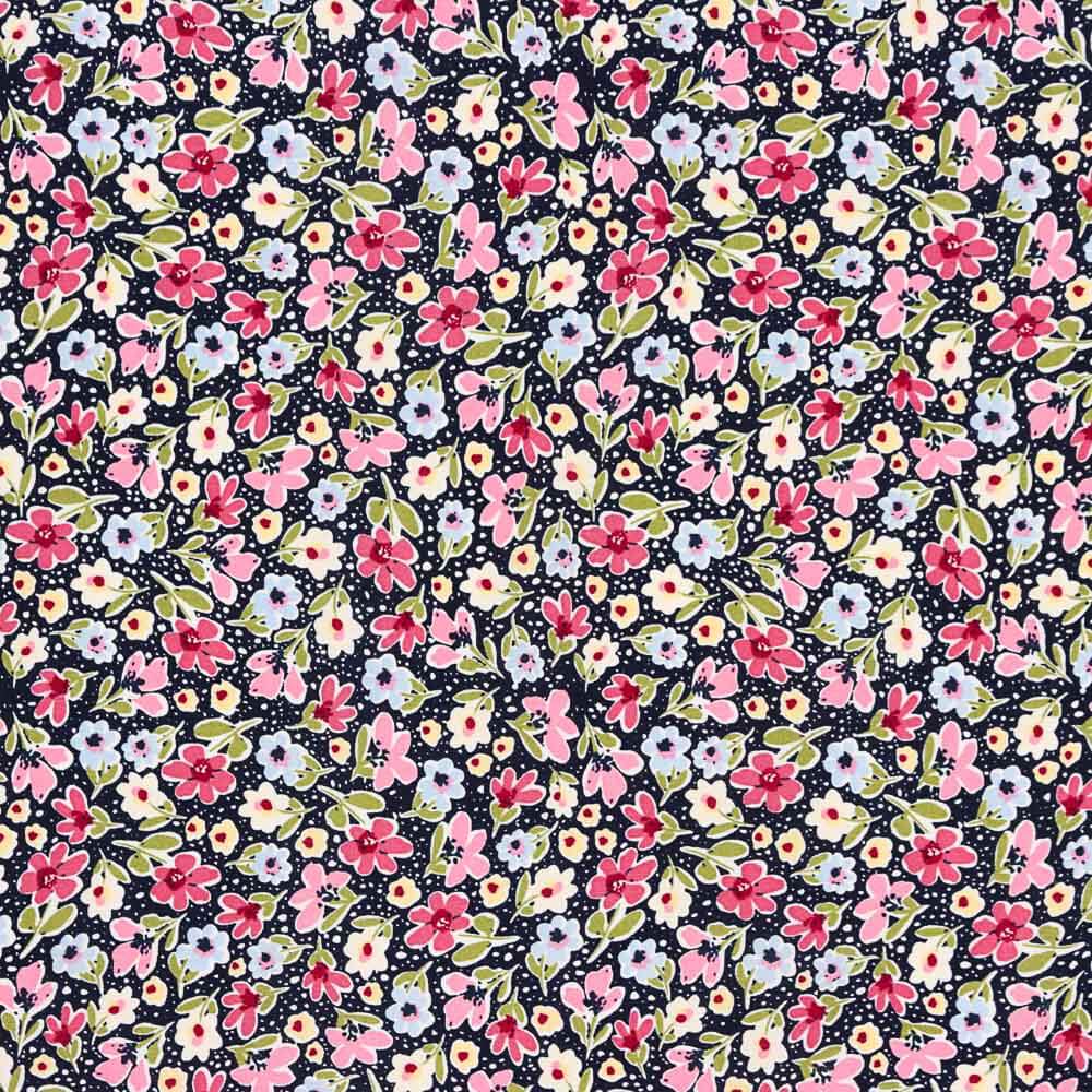 Viscose Fleurs Rose A Pois - Ribes y Casals