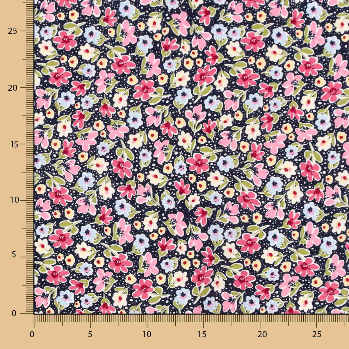 Viscose Fleurs Rose A Pois - Ribes y Casals