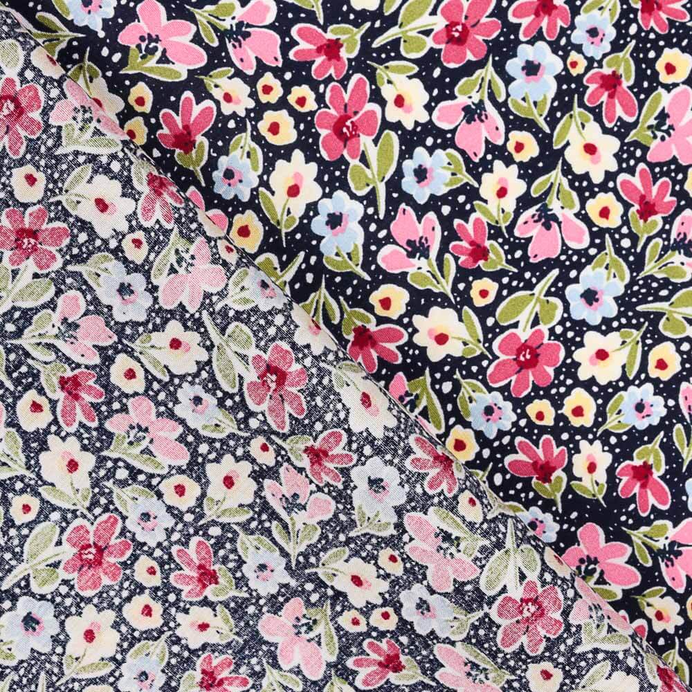 Viscose Fleurs Rose A Pois - Ribes y Casals