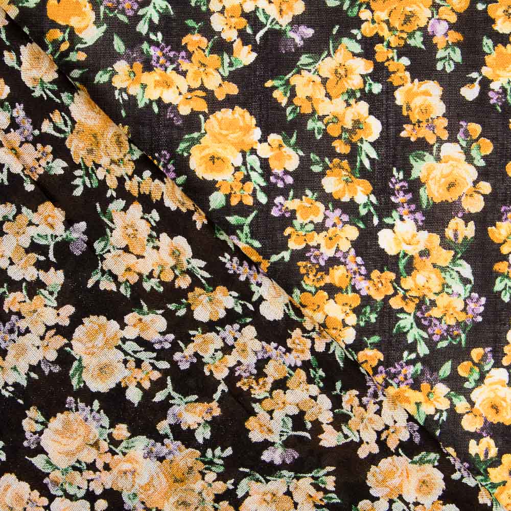 Viscose Cretonne Fleur Jaune - Ribes y Casals