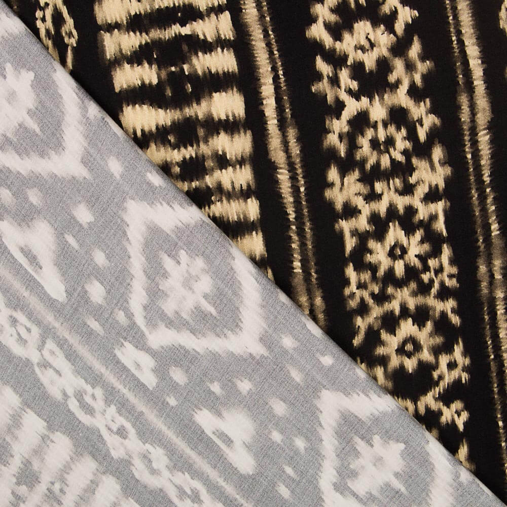 Viscose Dahlias Rhombus Noir - Ribes y Casals