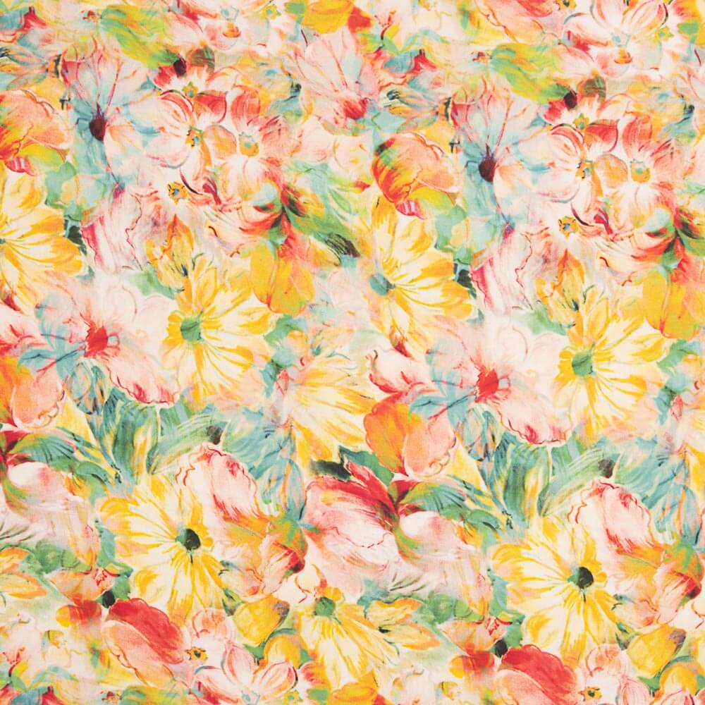 Viscose Imprimé Fleurs Aquarelle - Ribes y Casals