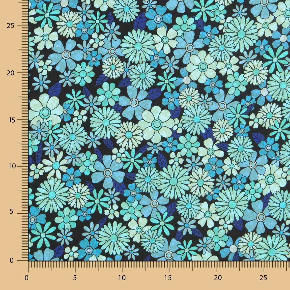 Viscose Imprimée Fleur 70 Bleu - Ribes y Casals