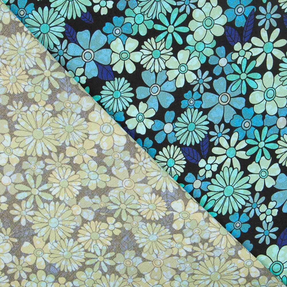 Viscose Imprimée Fleur 70 Bleu - Ribes y Casals