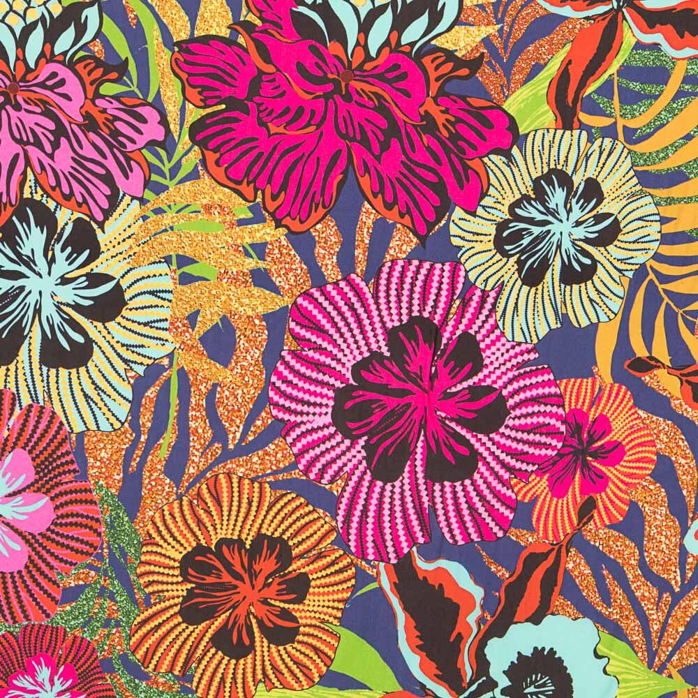 Viscose Imprimée Fleur Bahama Marine - Ribes y Casals