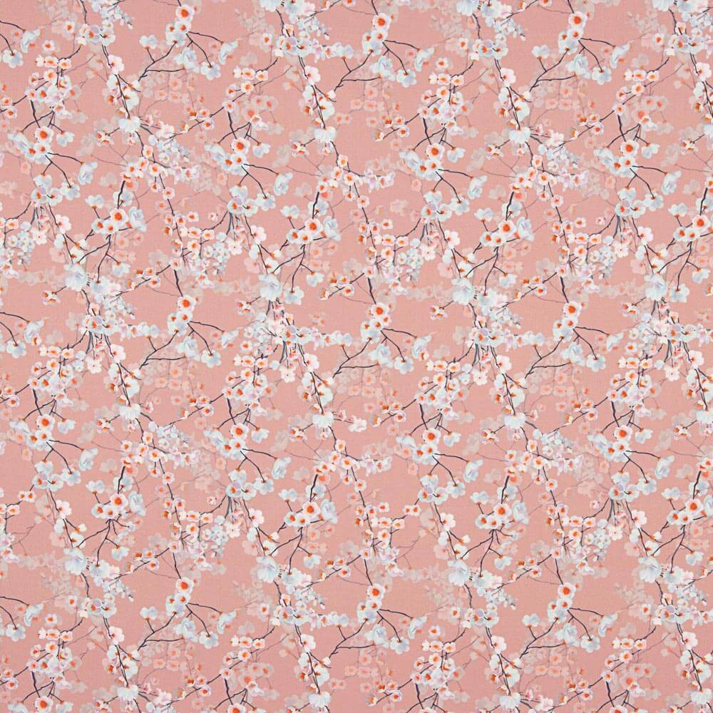 Viscose Imprimé Fleur Japon Rose Maquillage - Ribes y Casals