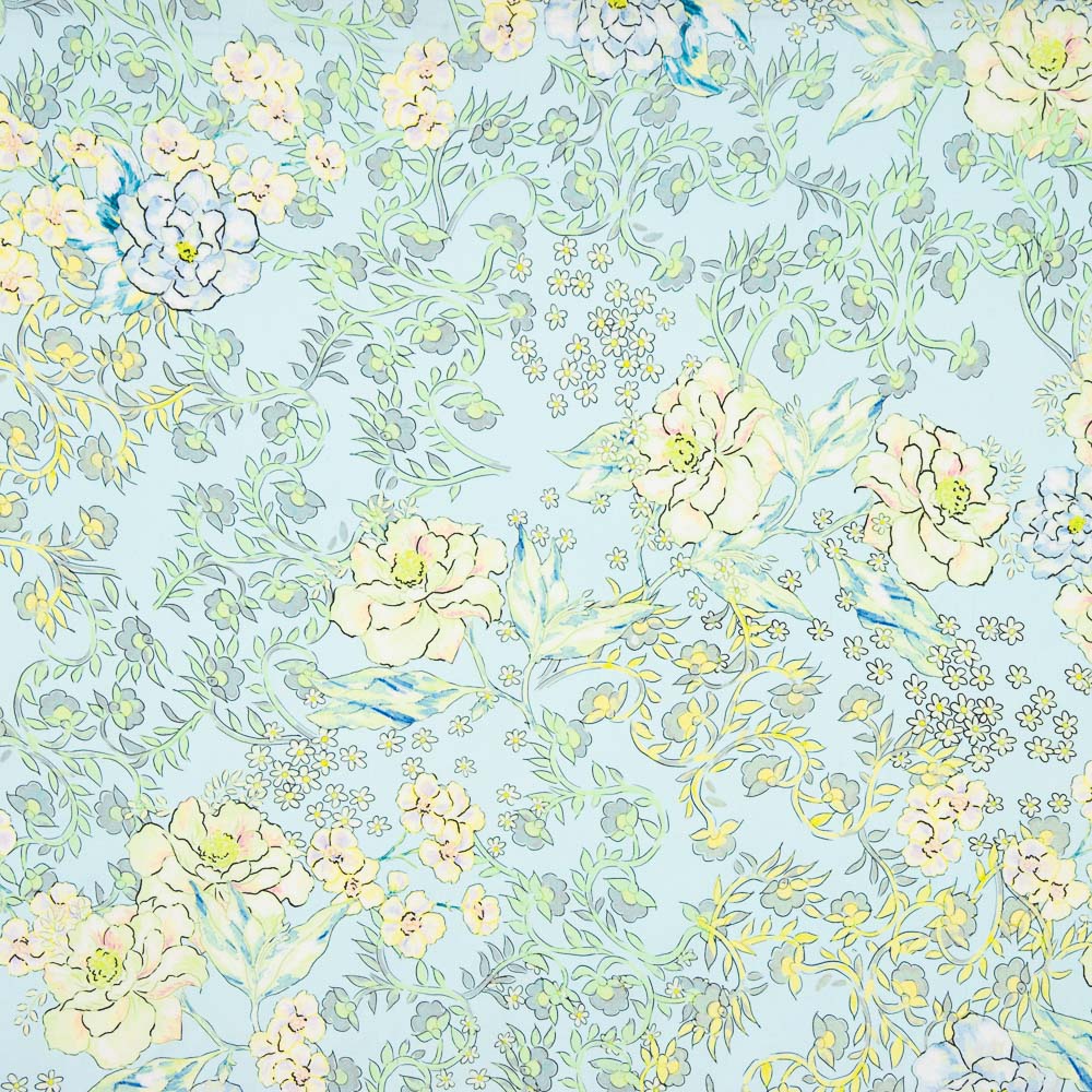 Viscose Fleurie Bleu Clair - Ribes y Casals