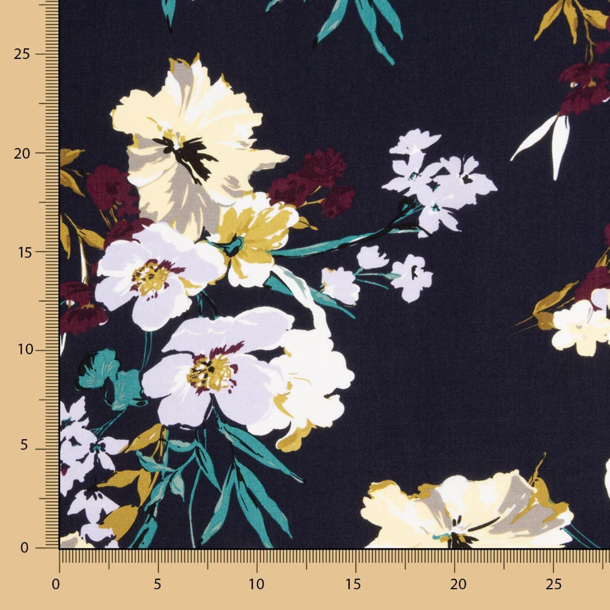 Maxi Fleur Viscose Imprimé Floral Marine - Ribes y Casals