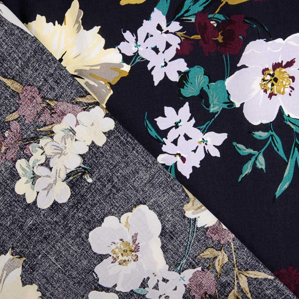 Maxi Fleur Viscose Imprimé Floral Marine - Ribes y Casals