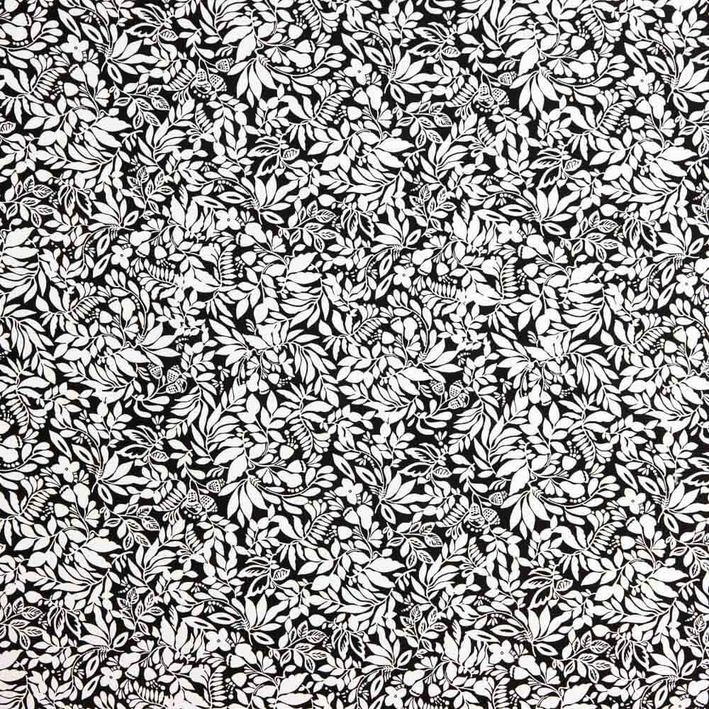 Viscose Imprimé Feuilles Bicolore Noir - Ribes y Casals