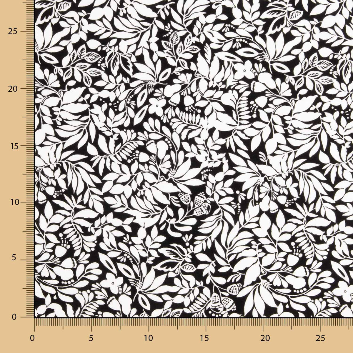 Viscose Imprimé Feuilles Bicolore Noir - Ribes y Casals