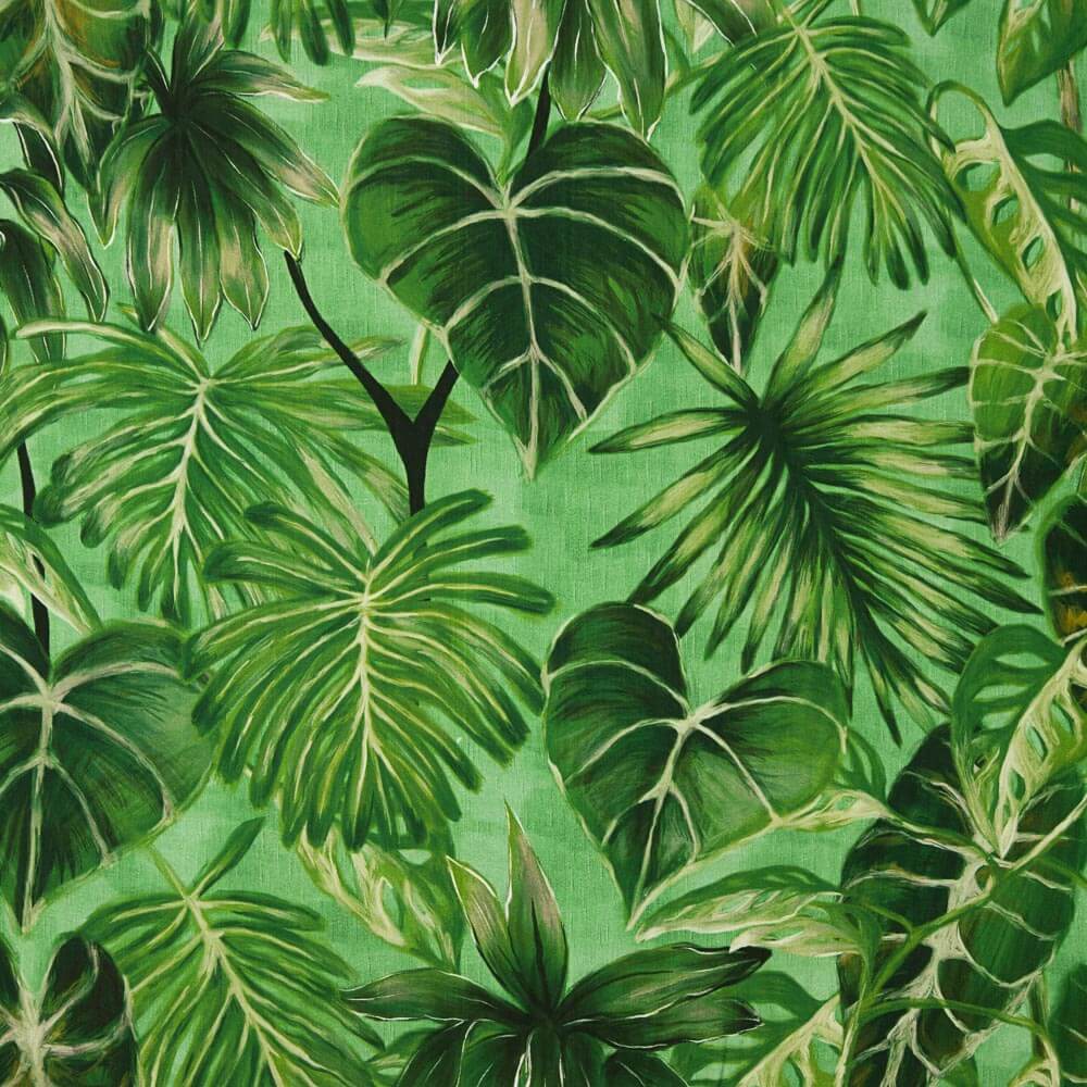 Viscose Feuilles Vert Tropical - Ribes y Casals