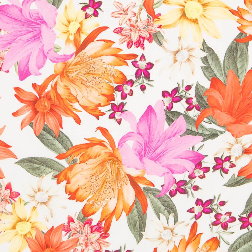 Viscose Imprimée Maxi Fleurs Blanc - Ribes y Casals