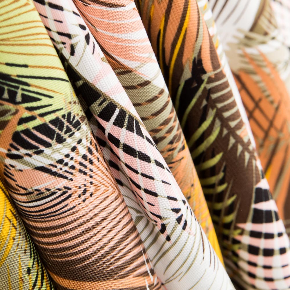 Viscose Imprimée Palmier Jaune - Ribes y Casals