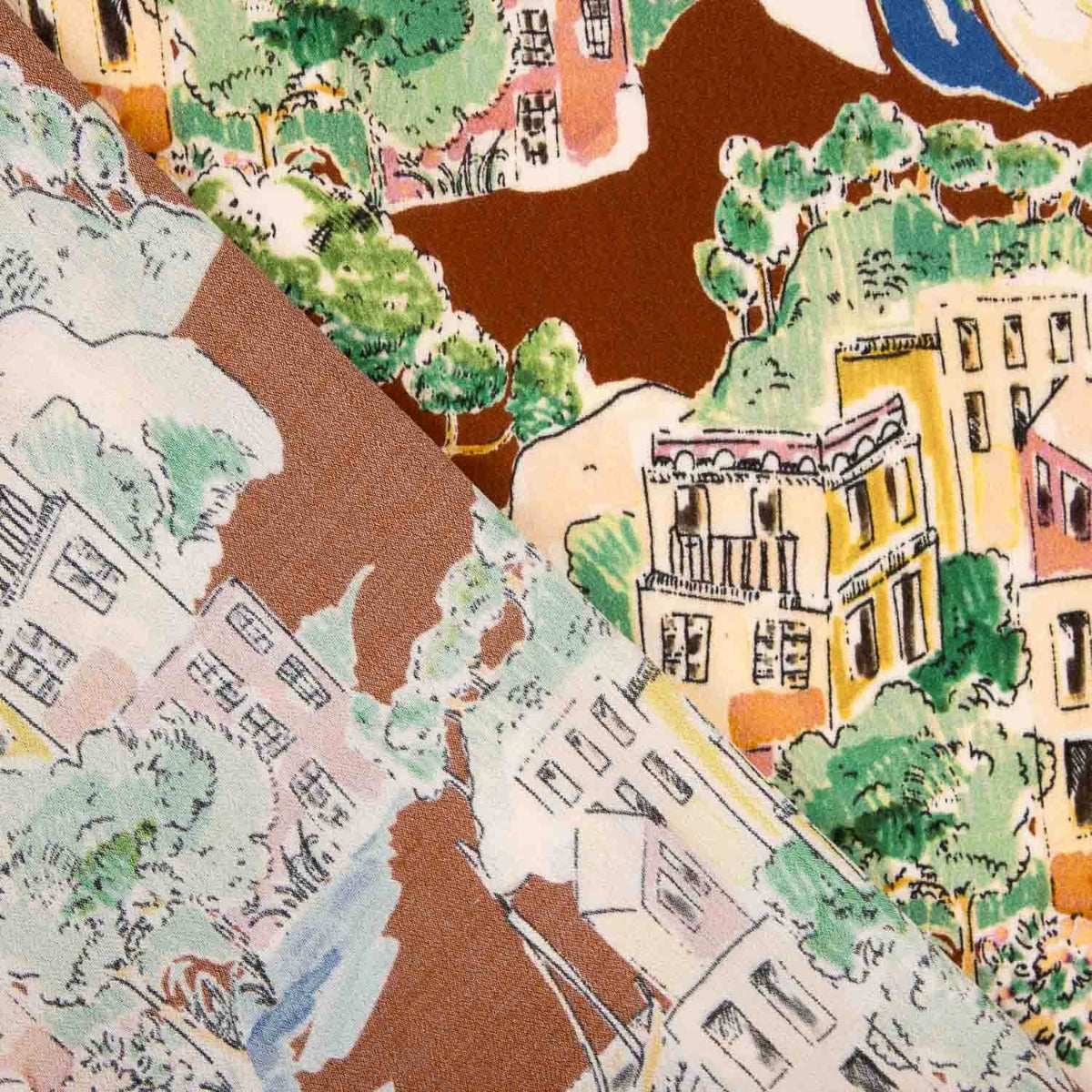 Retal Viscosa Estampada Town 150x145 cm - Ribes y Casals