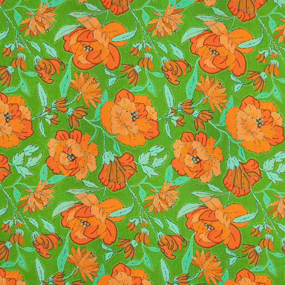 Viscose Fleur Malibu Vert - Ribes y Casals