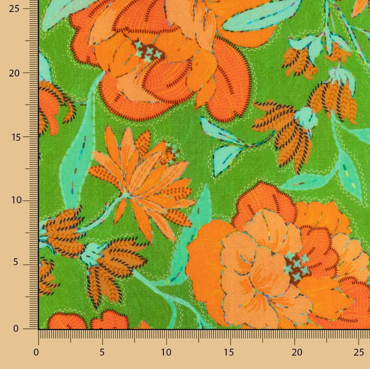 Viscose Fleur Malibu Vert - Ribes y Casals