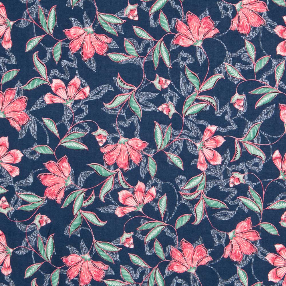 Viscose Floral Delhi Bleu - Ribes y Casals
