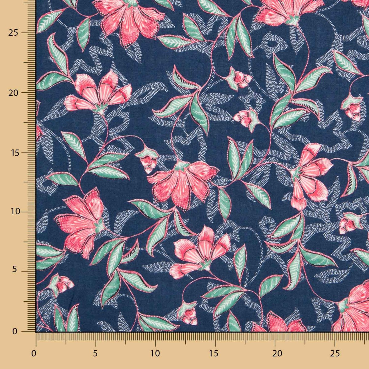 Viscose Floral Delhi Bleu - Ribes y Casals