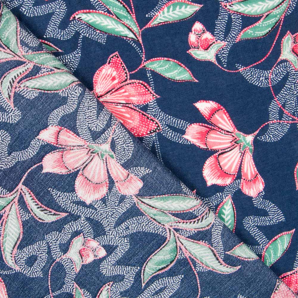 Viscose Floral Delhi Bleu - Ribes y Casals
