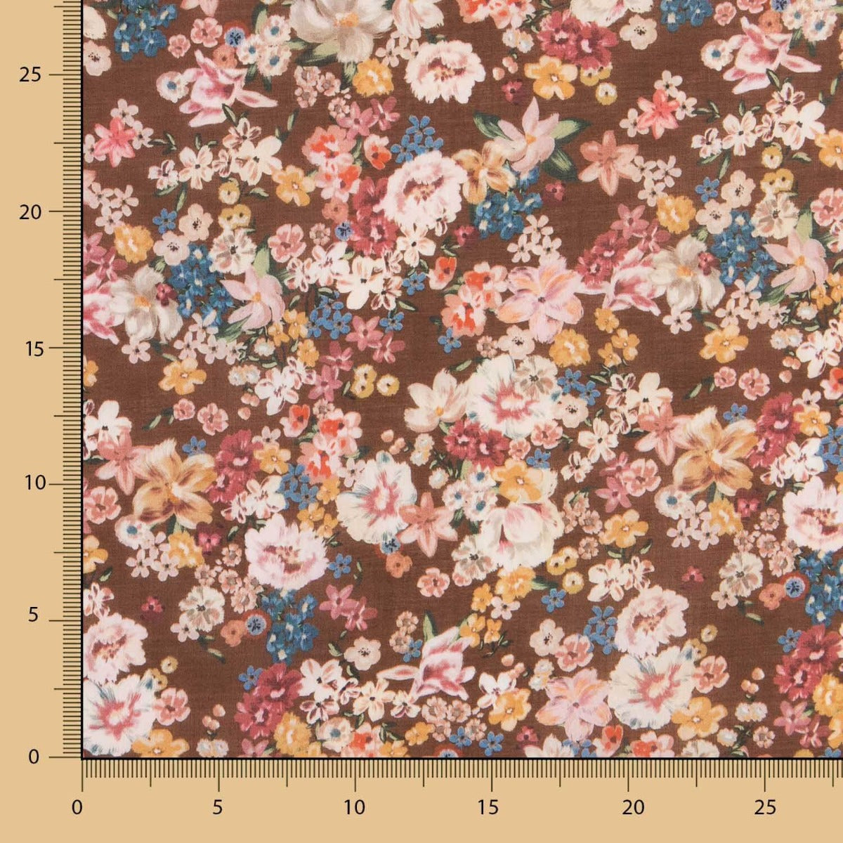 Viscose Floral Marron - Ribes y Casals