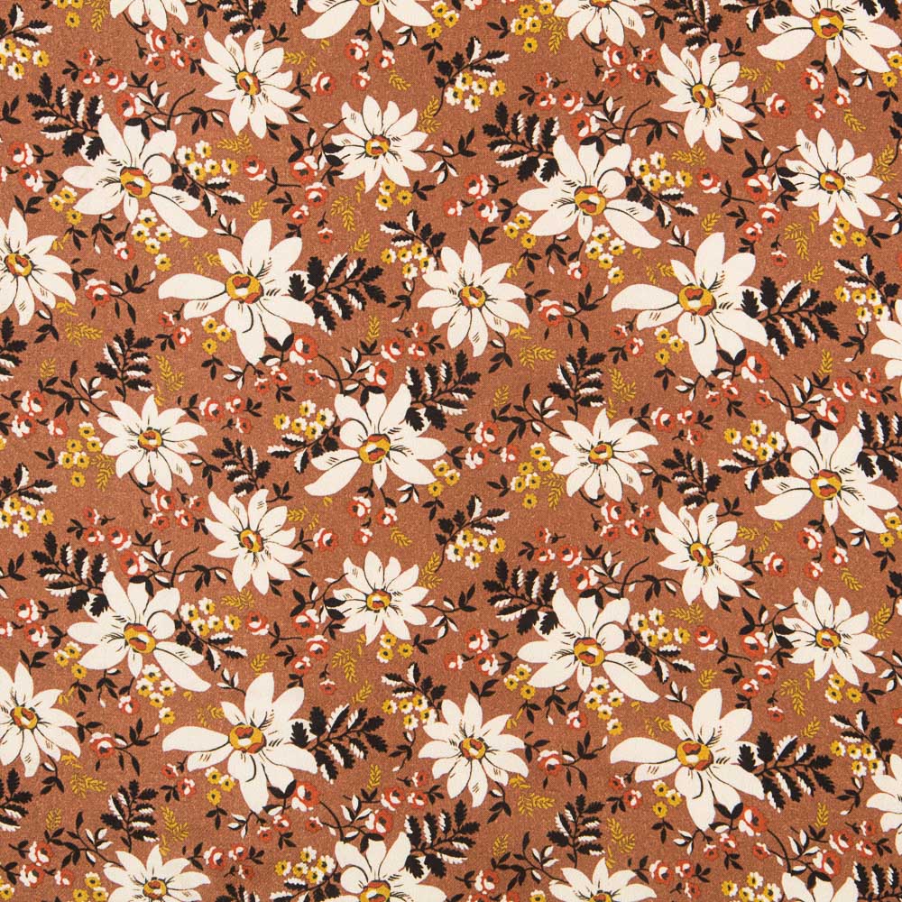 Viscose Fleurs Marron - Ribes y Casals