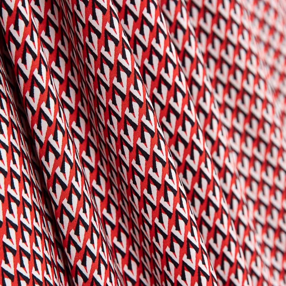 Viscose Géométriquemétrique Rouge - Ribes y Casals