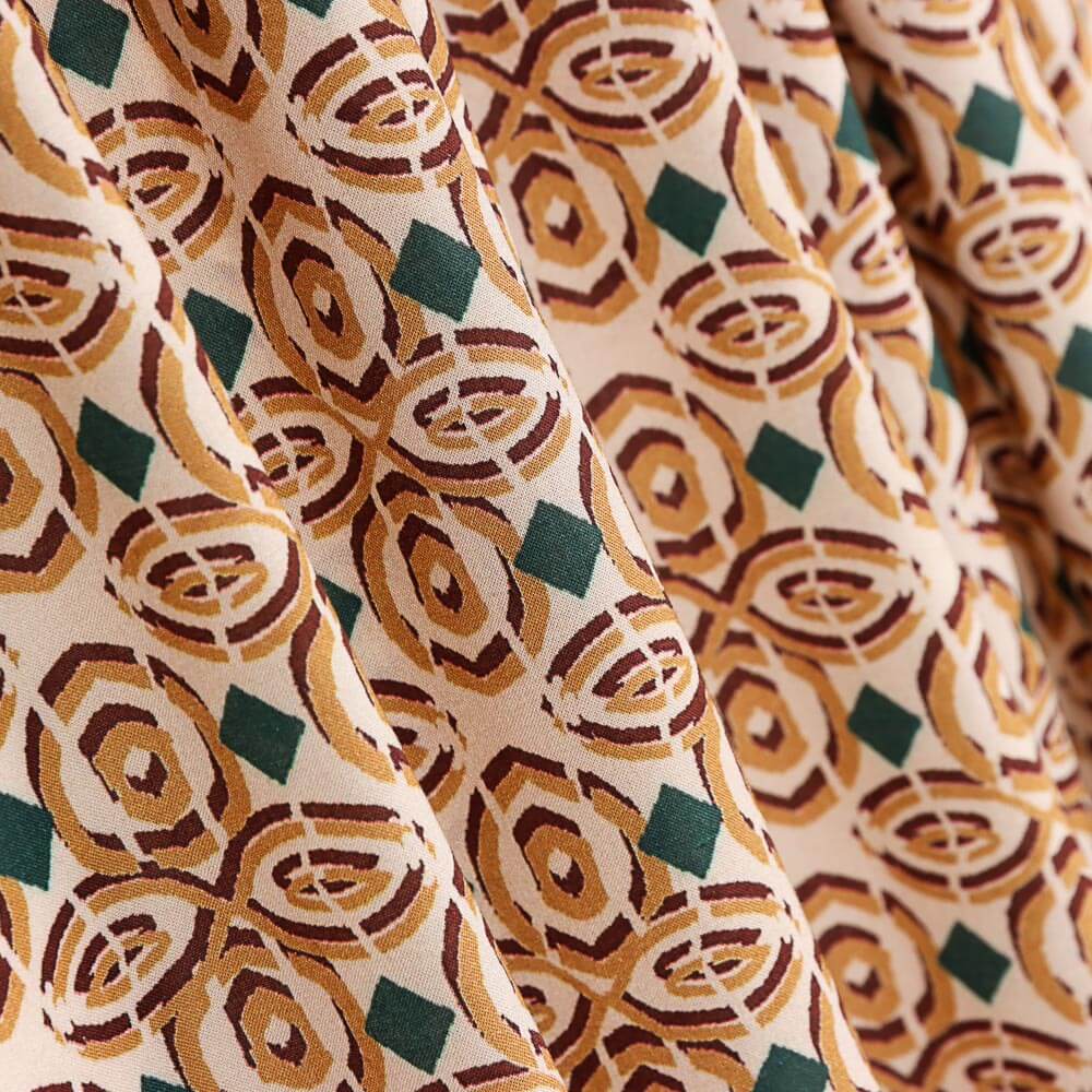 Retal Viscosa Geométrico Beige 40x140 cm - Ribes y Casals