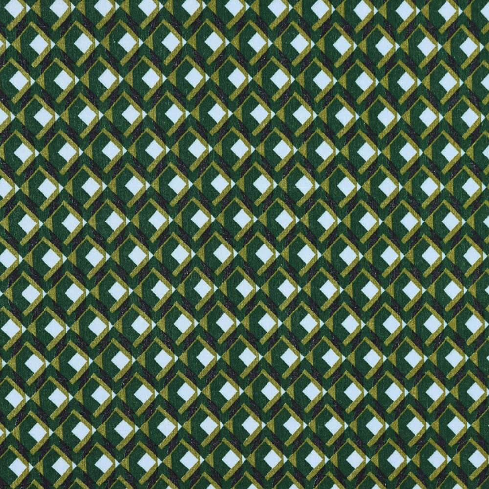 Viscose Spandex Géométrique Vert Bijou - Ribes y Casals