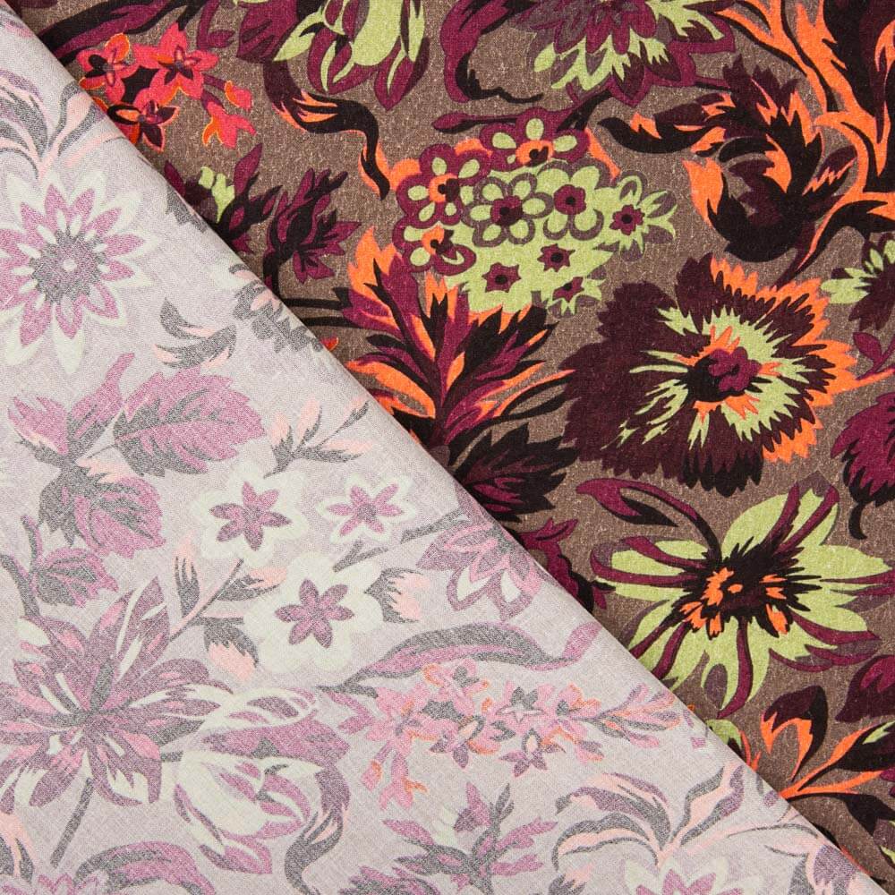 Viscose Sanli Fleurs Marron - Ribes y Casals