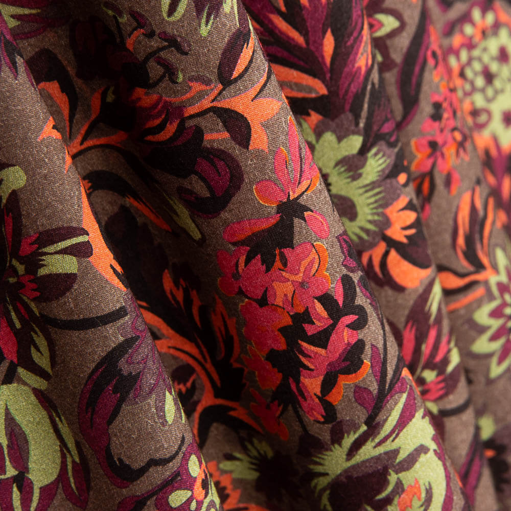 Viscose Sanli Fleurs Marron - Ribes y Casals