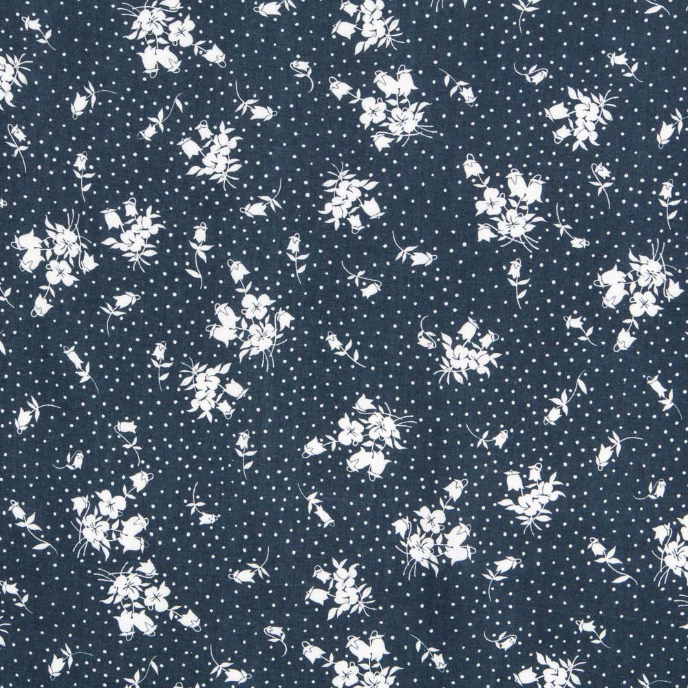 Viscose Pois Floral Bleu Nuit - Ribes y Casals