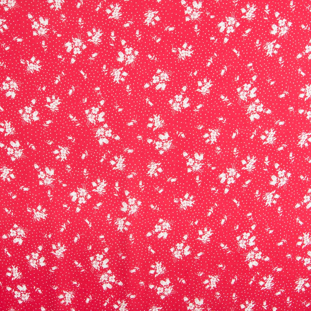 Viscose Pois Floral Rouge - Ribes y Casals