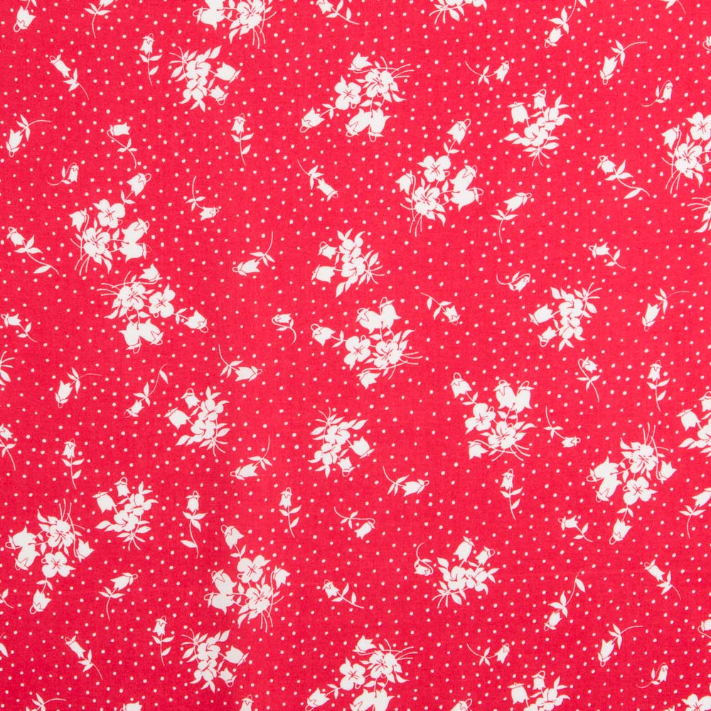 Viscose Pois Floral Rouge - Ribes y Casals