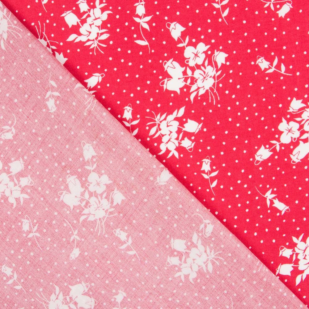 Viscose Pois Floral Rouge - Ribes y Casals