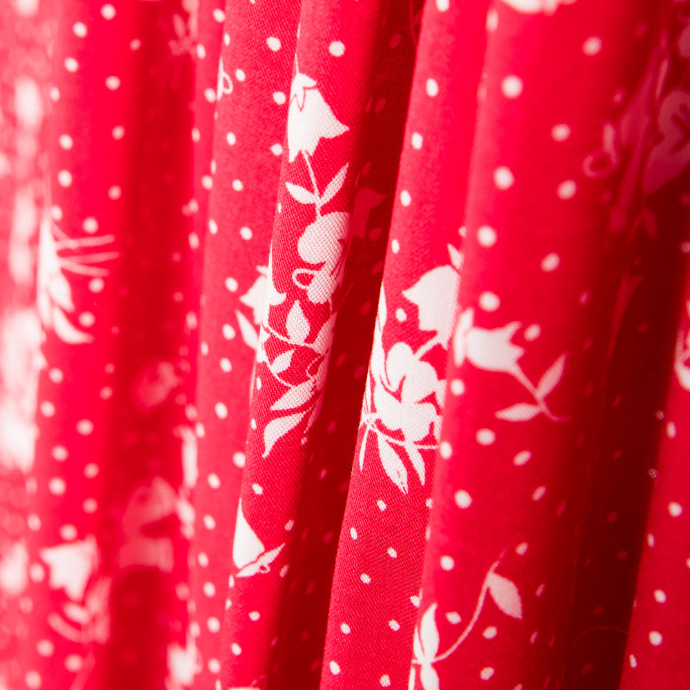 Viscose Pois Floral Rouge - Ribes y Casals