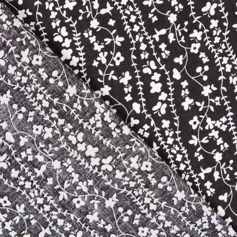 Viscose Bordures Fleur Noire - Ribes y Casals