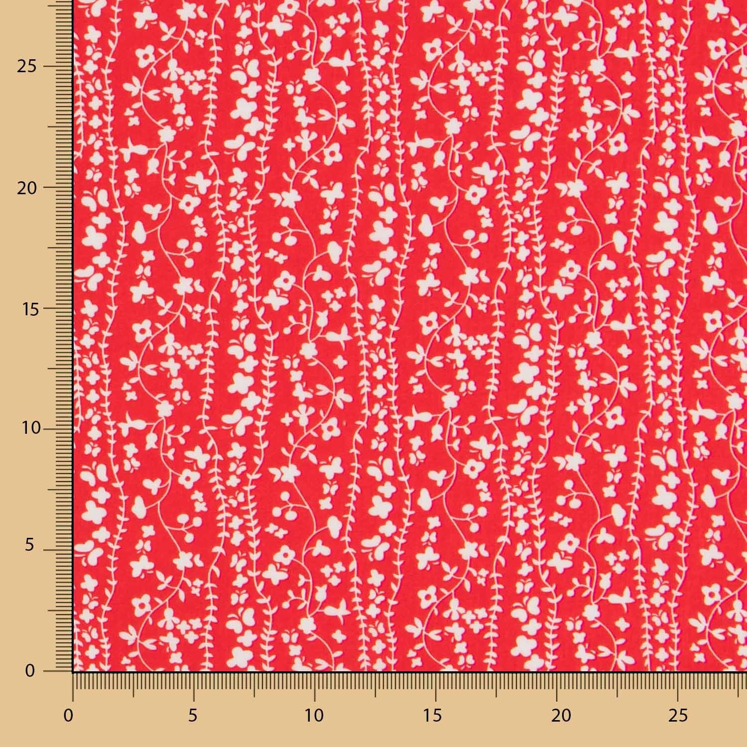 Viscose Bordures Fleur Rouge - Ribes y Casals