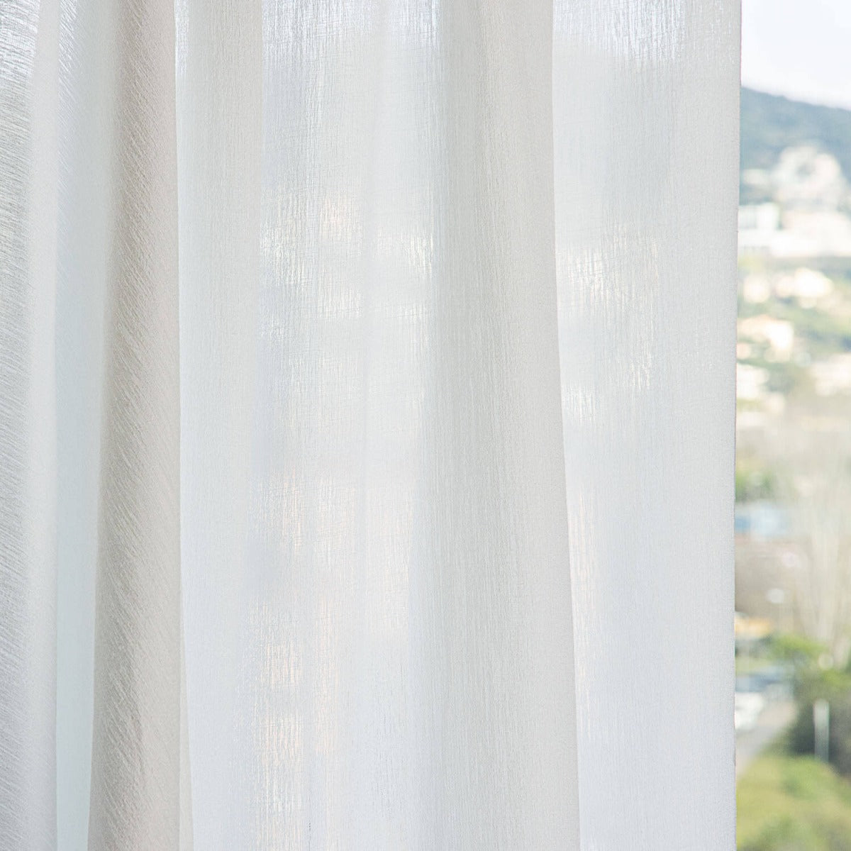 Visillo Crep Rústico Tupido Blanco Natural - Ribes y Casals