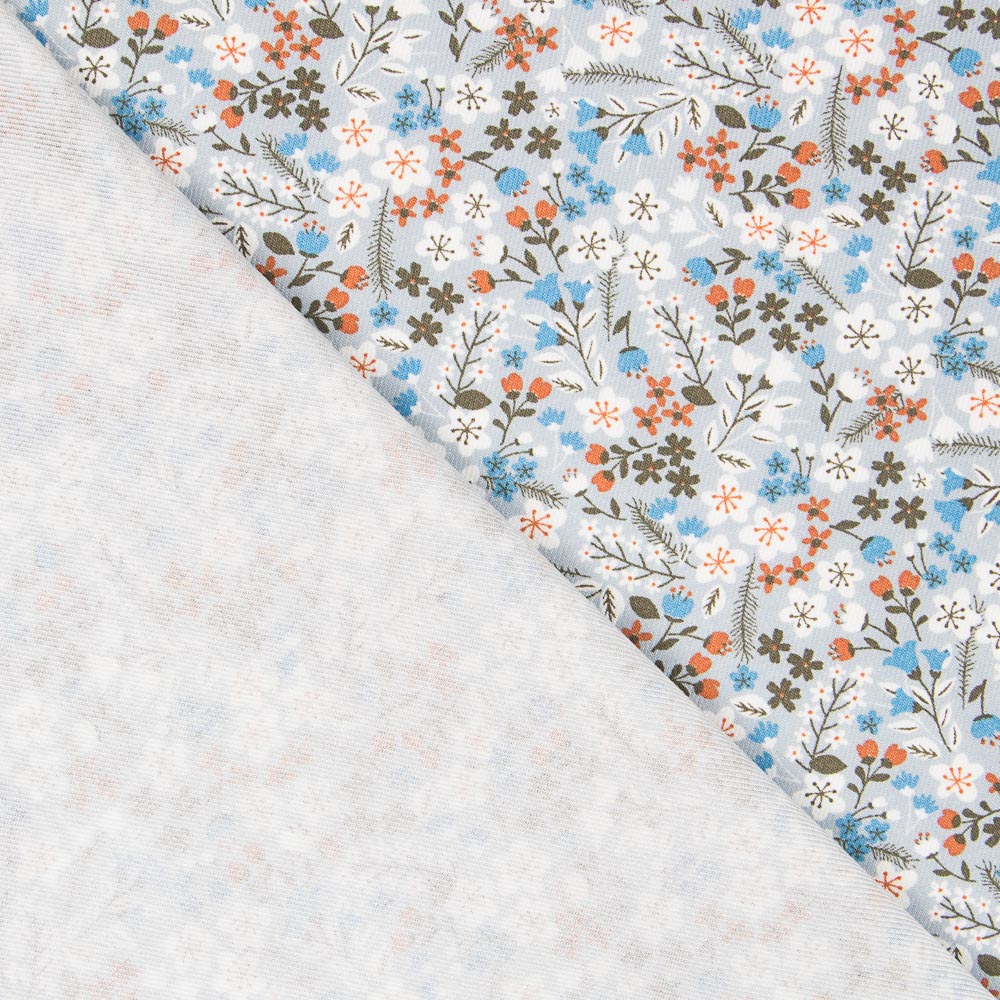 Viyela Fleurs Brindilles Celeste - Ribes y Casals