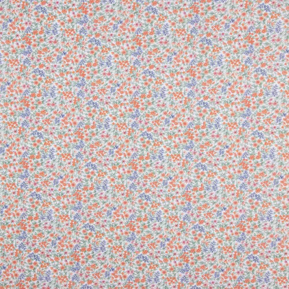 Voile Coton Fleurs Orange Écarlate - Ribes y Casals