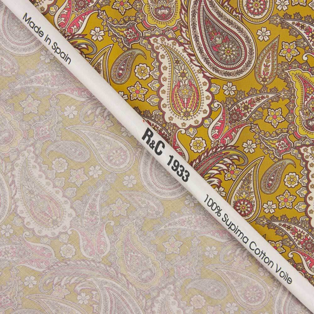 Voile de Coton Imprimé Supima 09 Moutarde - Ribes y Casals