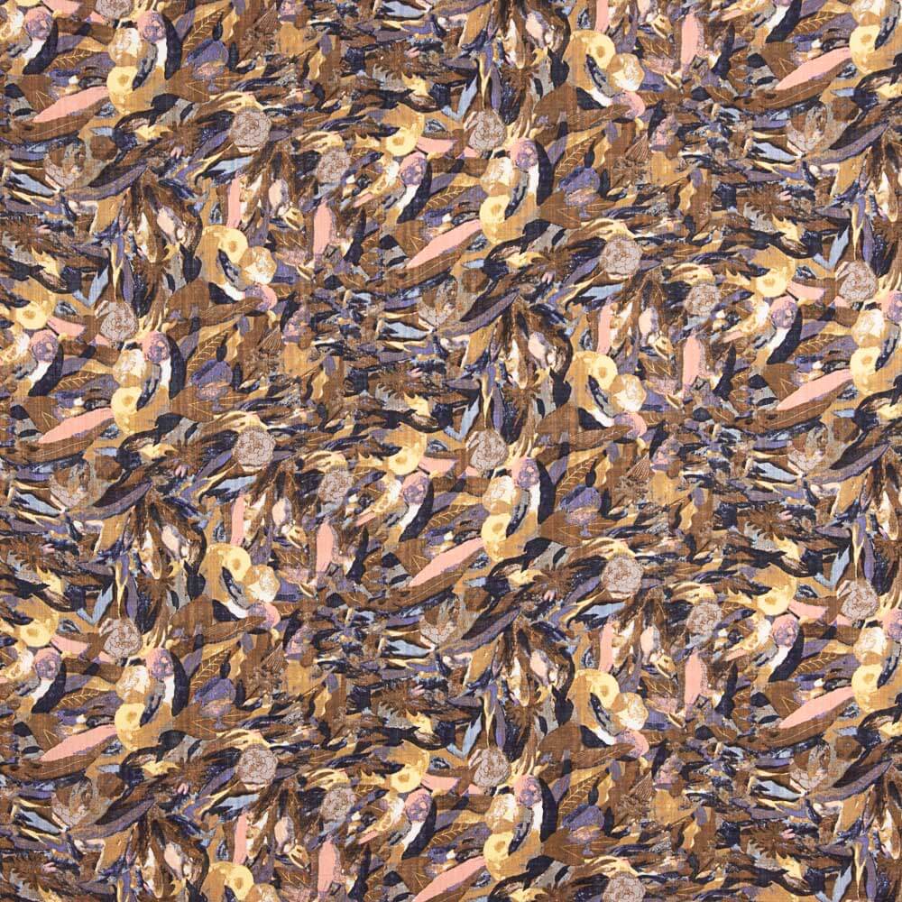 Voile Imprimé Feuilles Rose - Ribes y Casals